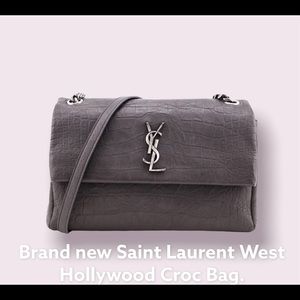 BN Saint Laurent West Hollywood Croc Medium Bag